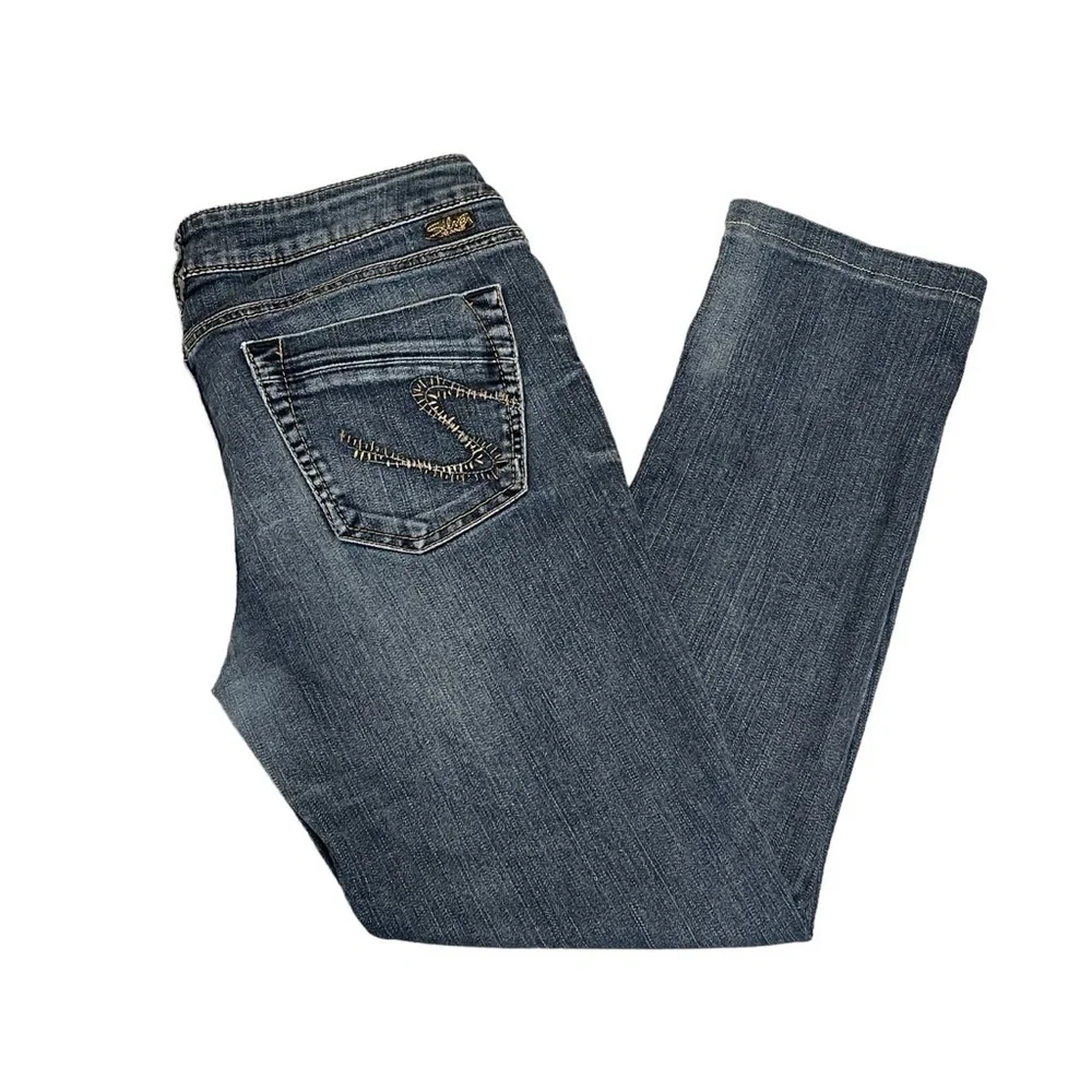 VINTAGE Silver Jean Straight Leg Low Rise. Blue Size 8? #